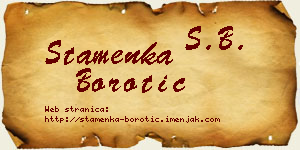 Stamenka Borotić vizit kartica